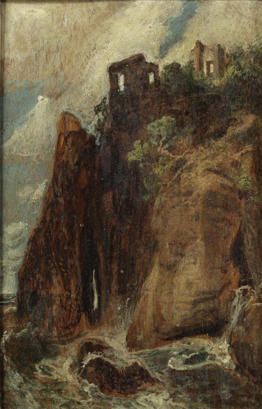 Rovine del castello su una ripida costa rocciosa, 1894